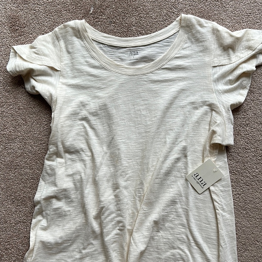 Shirt, cream, with petal sleeves, new